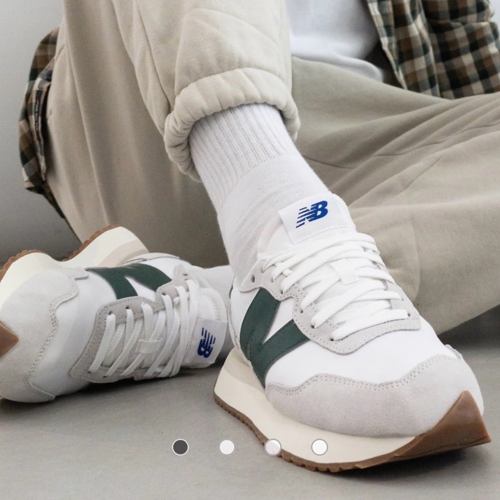 New Balance 237 White and Green Sneakers